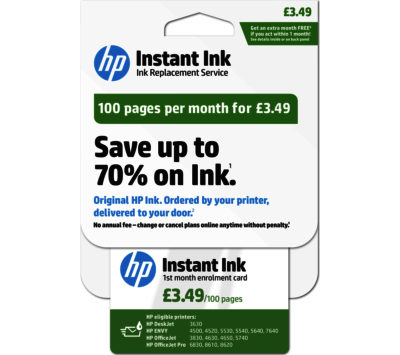 HP Instant Ink Enrollment card - 100 pages per month HP Instant Ink Enrollment card - 100 pages per month